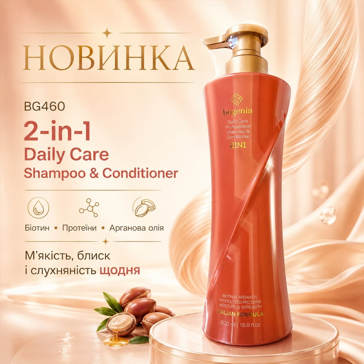 460 Шампунь и кондиционер - 2 В 1 для ежедневного ухода за волосами Daily Care Shampoo & Conditioner BG460 — изображение 1